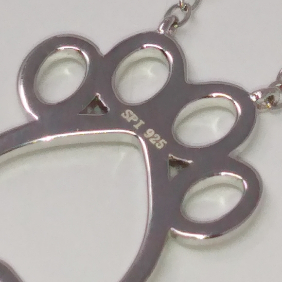 New sterling silver 925 dog paw print bone pendant double necklace - Picture 7 of 9